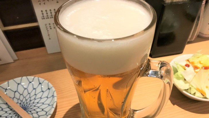 焼鳥のヒナタの生ビール